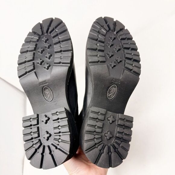 Sofft Aqua Jordie Black Leather Rabbit Fur Chelsea Slip On Boots Lug Sole 9.5 - Picture 9 of 9